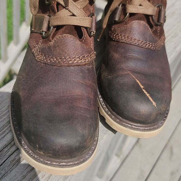 Sorel Women’s Brown Leather & Suede Lace-Up Boots Size 7 - Picture 3 of 9